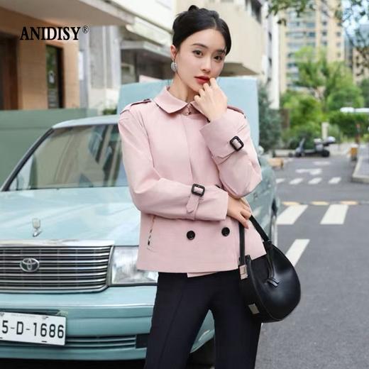 经典翻领长袖双排扣肩章风衣外套 商品图2