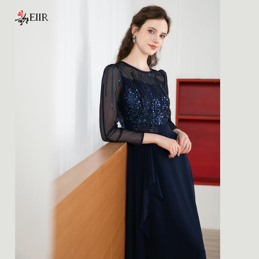 司歌修身亮片蕾丝连衣裙长袖修身A901211X 商品图1