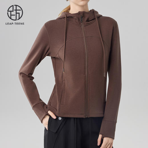 跃牌【砂洗空气层系列】女砂洗全拉链拼接帽衫W11M2 商品图9
