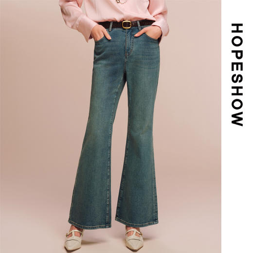 红袖HOPESHOW女装 牛仔喇叭裤89125331305 商品图0