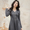 奢姿大码女装2025秋季减龄纽扣装饰翻领连衣裙胖妹妹简约风裙子9953870322 商品缩略图1