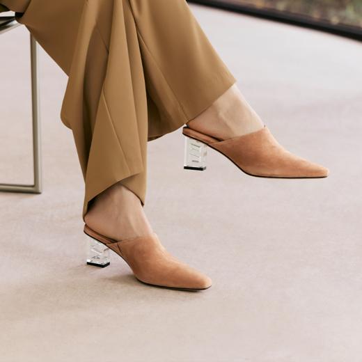 heelz设计师手工鞋履 ｜H水晶跟羊翻毛穆勒鞋 6公分 商品图1