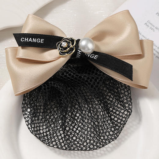 职业头花网兜女小香风山茶花空姐银行后脑勺盘发工作发夹头饰 商品图5