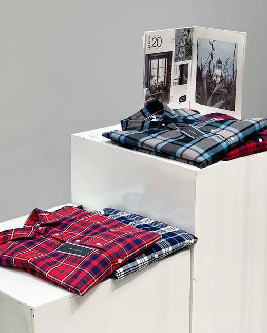 水洗格绒长袖刺绣衬衫 商品图0