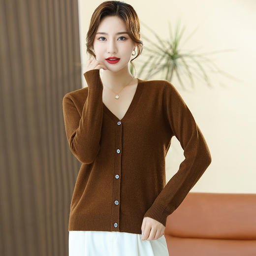 OSL 2206羊毛V领开衫基础打底软糯亲肤针织毛衣 商品图2