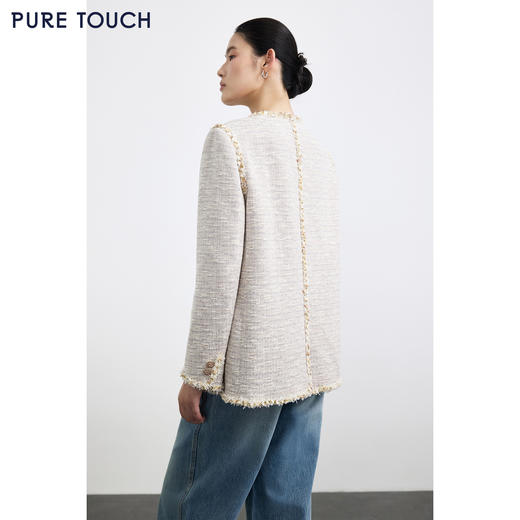 PURE TOUCH女装25秋冬新款粗花呢外套百搭法式小香风直筒短外套 商品图4