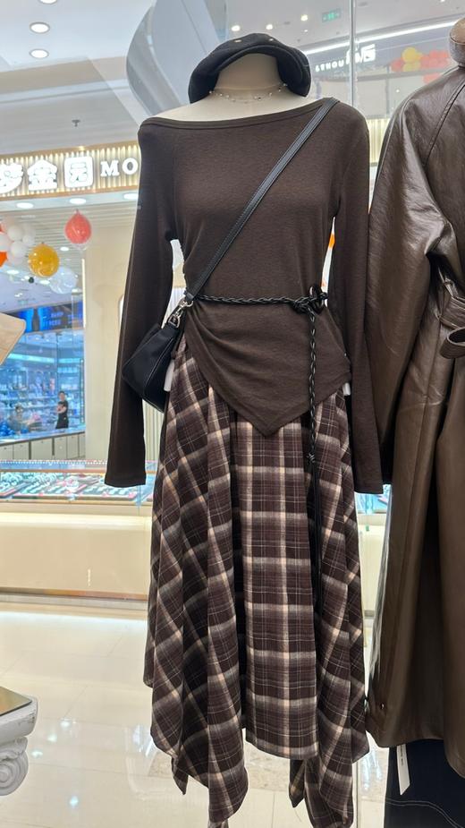 【门店同款】ENJOY秋季“浮光织影”可可棕格纹套装 165844199 商品图0