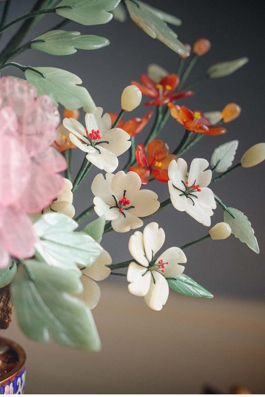 【已售】独角鹿西洋古董 20世纪中国创汇时期出品牡丹花纹景泰蓝盆装饰「玉堂富贵」珍宝像生盆景 商品图2