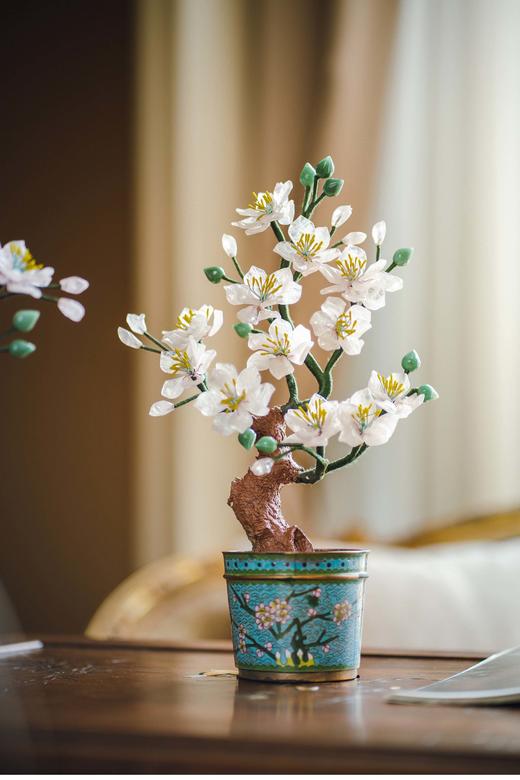 【已售】独角鹿西洋古董 20世纪中国创汇时期出品传统花卉纹景泰蓝盆装饰「粉桃花开」珍宝像生盆景 商品图1