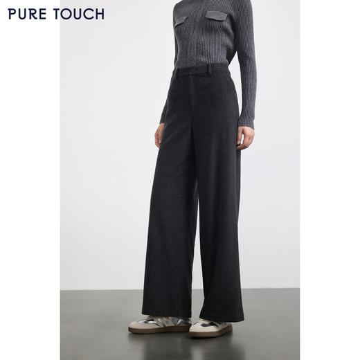 PURE TOUCH女装 25秋冬新款绒毛混纺高腰阔腿裤百搭保暖休闲长裤 商品图3