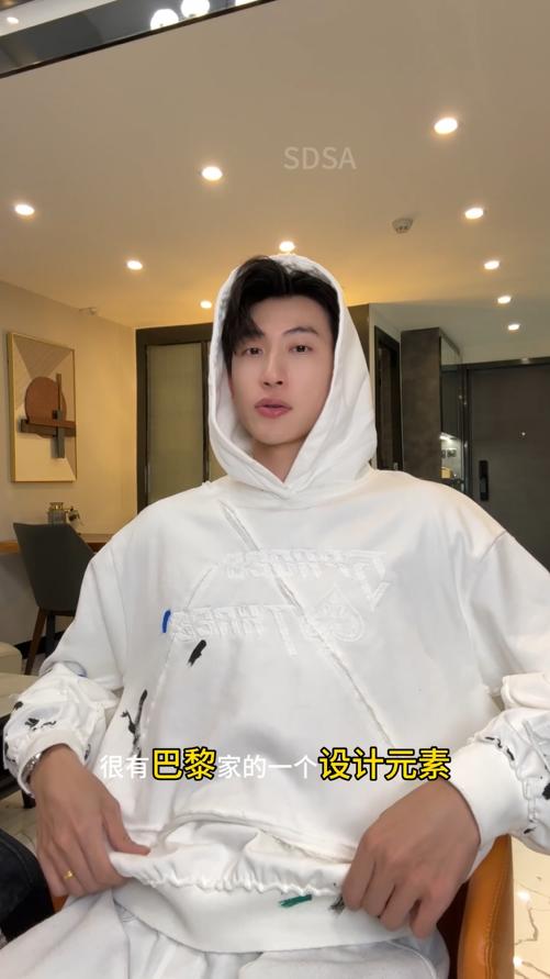 5238SDSA男士秋冬新款痞帅男装手绘泼墨连帽卫衣刺绣字母设计百搭上衣 商品图0