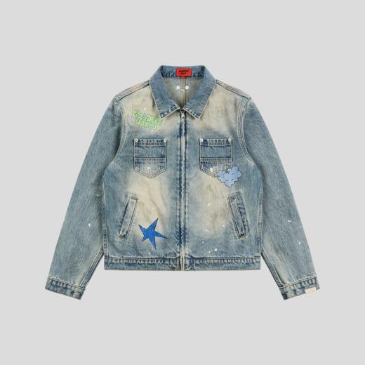 GOODBAI GOODEES 图案印花多口袋翻领牛仔外套 商品图1