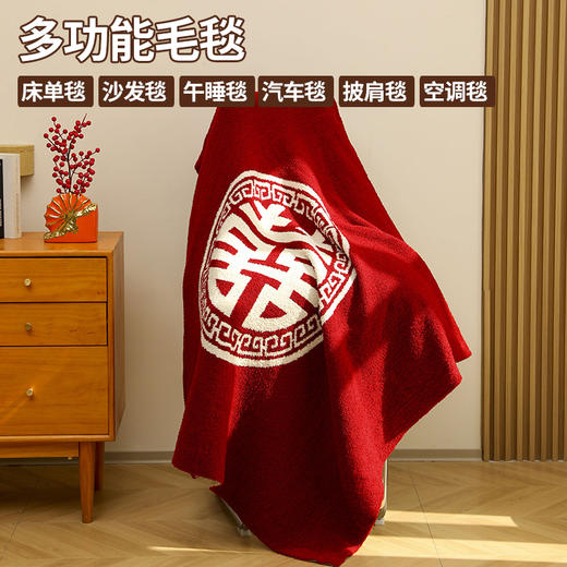 【品牌直发】加倍生活 半边绒婚庆双喜毯 加厚半边绒艺术毯系列 加厚保暖多用毯 商品图2