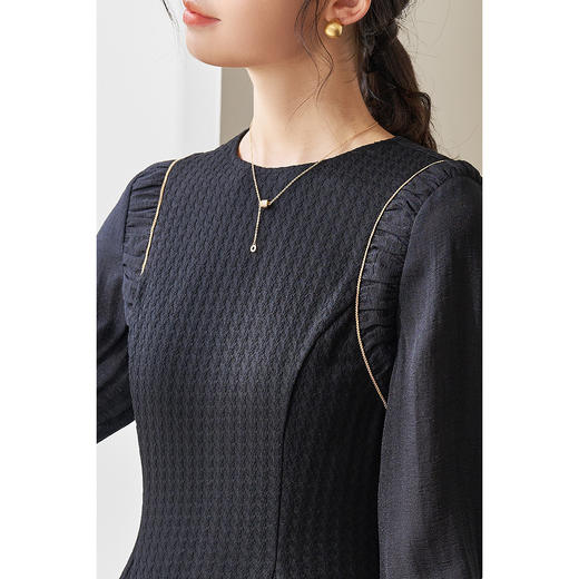 剩S/M/XL 米思阳2026春季新款气质简约百搭黑色连衣裙高腰显瘦A字裙0037 商品图4