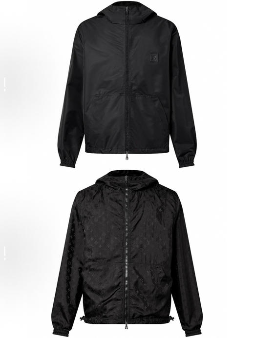 L-C 双面提花织纹黑色连帽外套 商品图0