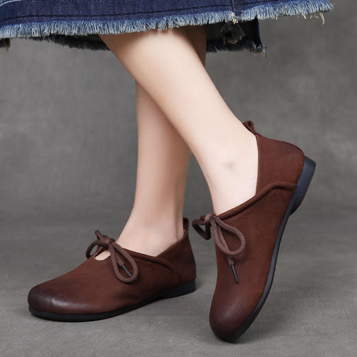 FR 85133复古单鞋防滑耐磨真皮平底休闲鞋 商品图2