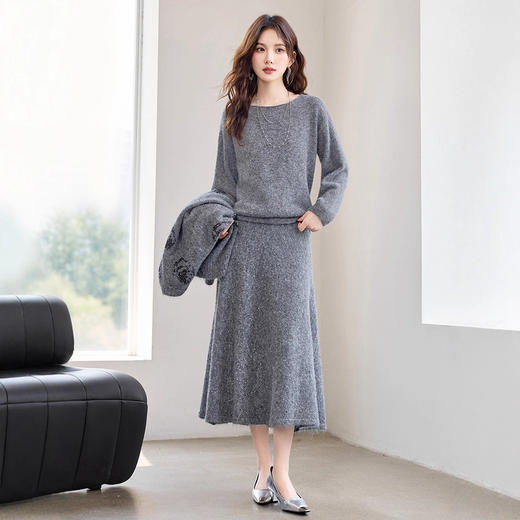 时尚针织套装显瘦一整套，穿搭毛衣半身裙三件套HR-607 商品图2