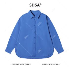 SDSA男士秋冬新款痞帅男装慵懒风下摆不规则纯色长袖衬衫百搭衬衣