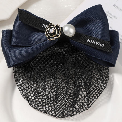 职业头花网兜女小香风山茶花空姐银行后脑勺盘发工作发夹头饰 商品图1