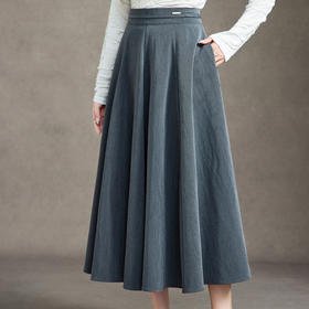 「自」全新升级【铂金会员192/天猫259/差价67】(51714)洛诗琳时尚高腰中长款半身裙2025秋季显瘦百搭A字百褶裙