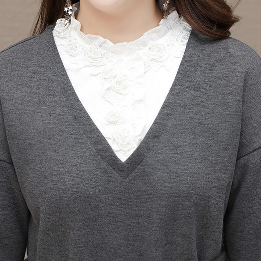 QYM 415C58579 -Y气质拼结连衣裙蕾丝拼结中长款休闲裙 商品图3