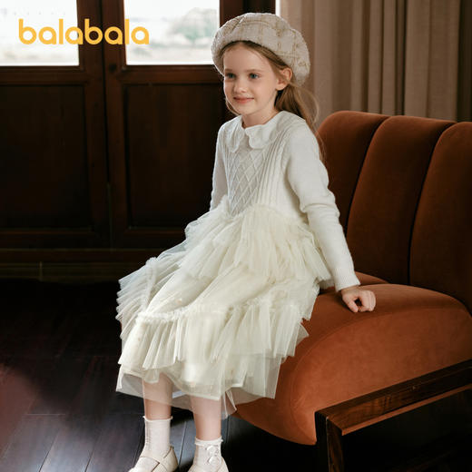 【premium】巴拉巴拉高端线冬羊毛针织拼接网纱连衣裙梦幻甜美女 商品图2