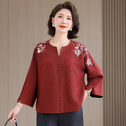 KQL 422H2852新中式国风显瘦洋气T恤上衣 商品图2