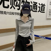 西遇正肩长袖T恤女秋季新款POLO领内搭修身显瘦上衣SS051507 商品缩略图3