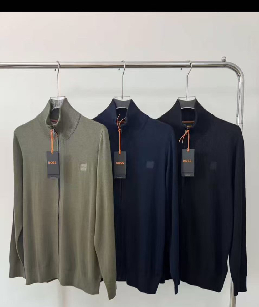 原单正品 BOSS男士秋款棉羊绒混纺针织夹克