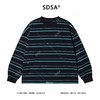 D920SDSA男士秋冬新款痞帅男装潮牌撞色条纹磨毛圆领T恤领口刺绣百搭 商品缩略图1
