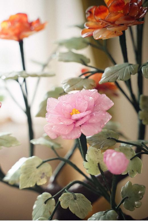 【已售】独角鹿西洋古董 20世纪中国创汇时期出品传统花卉纹景泰蓝盆装饰「红粉芙蓉」珍宝像生盆景 商品图2