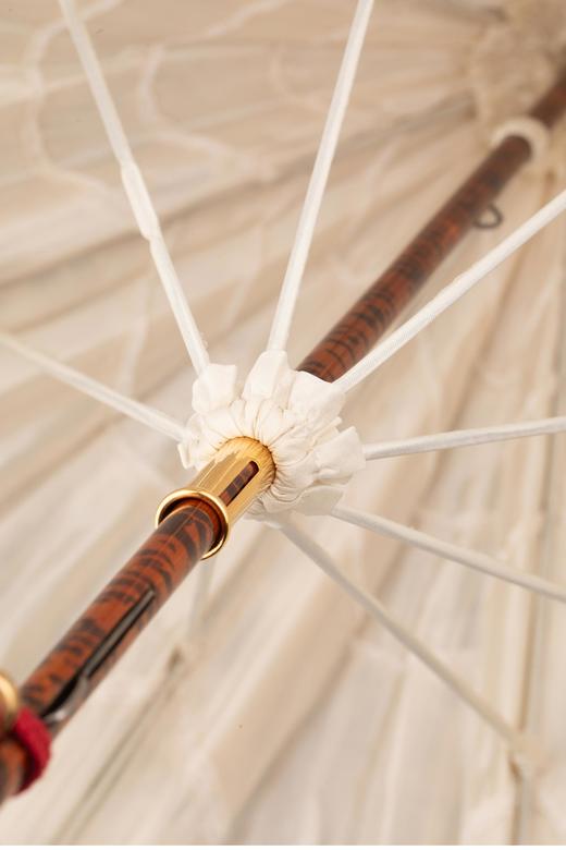 独角鹿西洋古董 19世纪英国出品硬木嵌繁花嫩叶主题手绘瓷面画伞柄装饰丝绸蕾丝伞面古典阳伞 商品图3