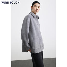 PURE TOUCH女装25秋冬新款双面呢大衣短款外套丝绒毛混纺毛呢上衣