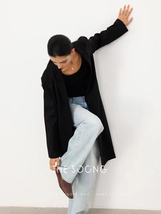 THESOONG"醋酸羊毛*切丝菲尔德直身型黑色西装大衣外套HSDY5179 商品图2