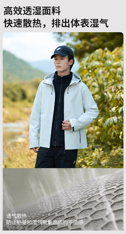 高颜值 秋冬新款冲锋衣情侣摇粒绒内胆三合一户外服防风防水保暖软壳外套上衣BSW24555 商品图1