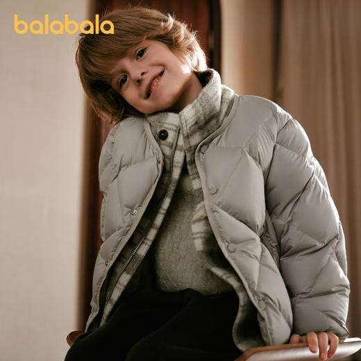 【premium】巴拉巴拉高端线冬季白鹅绒服温暖羽绒服毛呢拼接外套 商品图2