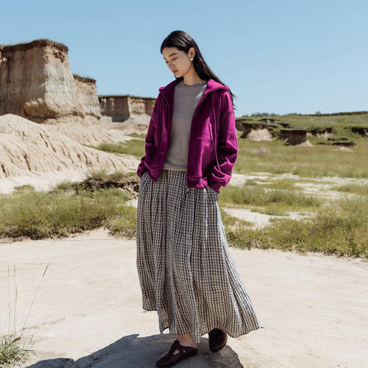 绽放578朵/毛圈棉连帽开襟落肩长袖卫衣女慵懒简约新款休闲外套 商品图2