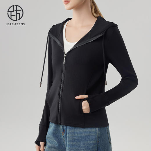 跃牌【砂洗空气层系列】女砂洗全拉链帽衫W11M3 商品图6