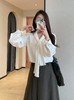 优雅轻奢飘带垂坠丝滑缎面V领OL温柔衬衫 商品缩略图5