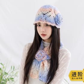 苏苏姐家山茶绮梦围巾帽子套装手工diy编织钩针毛线团自制材料包