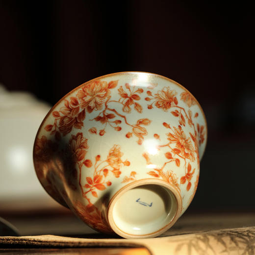 问鼎汝瓷鼎峰系列天青酌泉二才盖碗（梵红樱花） 商品图4