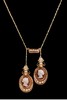 独角鹿西洋古董 1850-1870年代法国拿破仑三世时期出品18K黄金嵌珍珠装饰古典女子肖像主题卡梅奥浮雕双吊坠Négligée款式项链 商品缩略图0