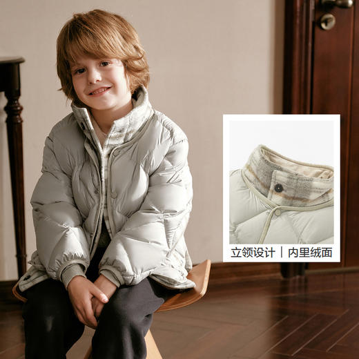 【premium】巴拉巴拉高端线冬季白鹅绒服温暖羽绒服毛呢拼接外套 商品图3