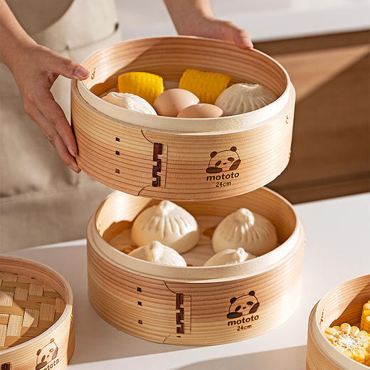 摩登主妇mototo竹制蒸笼家用食品级包子馒头小笼包蒸锅蒸屉小蒸格 商品图2