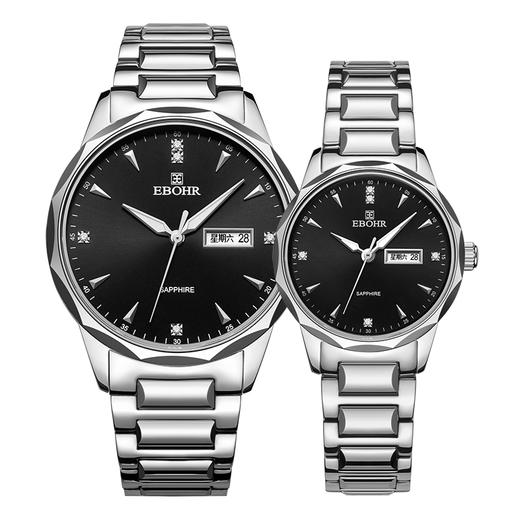EBOHR依波表手表男女表情侣钨钢表圈双日历防水时尚腕表男5633 商品图3