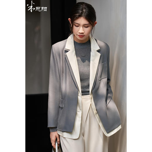 剩S/M/L/XL 芳外上衣流行外套新款休闲时尚撞色小众设计炸街西装女1871 商品图0