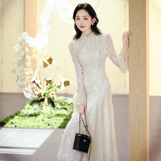 新中式绝美改良旗袍年轻款少女秋季2025新款清冷感修身气质连衣裙 商品图2