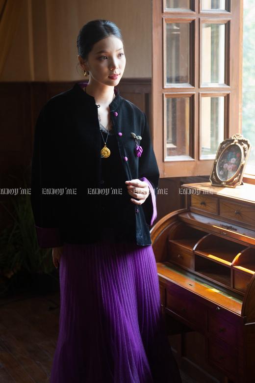 【门店同款】ENJOY秋季云敛-东方画笔紫风铃国风外套 166296809 商品图0