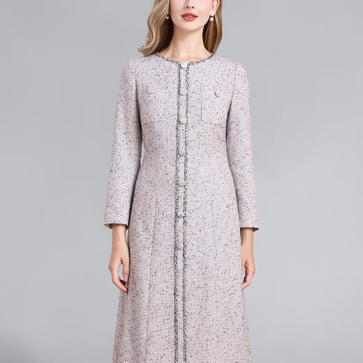 「高货deo」全新升级【铂金会员487/天猫659/差价172】(54853)洛诗琳高级感小香风粗花呢连衣裙2025秋季气质通勤A字裙 商品图3