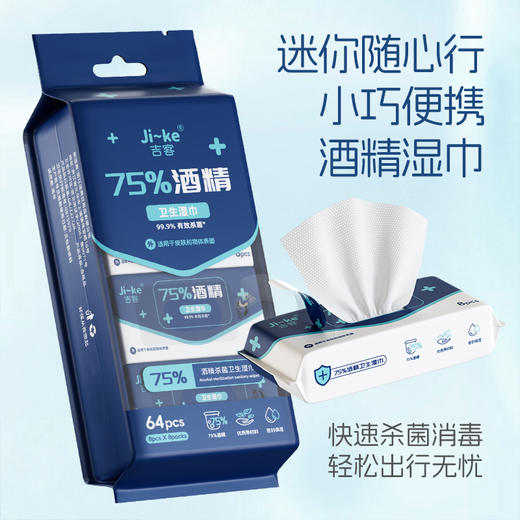 「迷你小包！1提8包装」消毒湿巾独立包装随身便携式居家日用一次性酒精清洁湿巾 商品图1